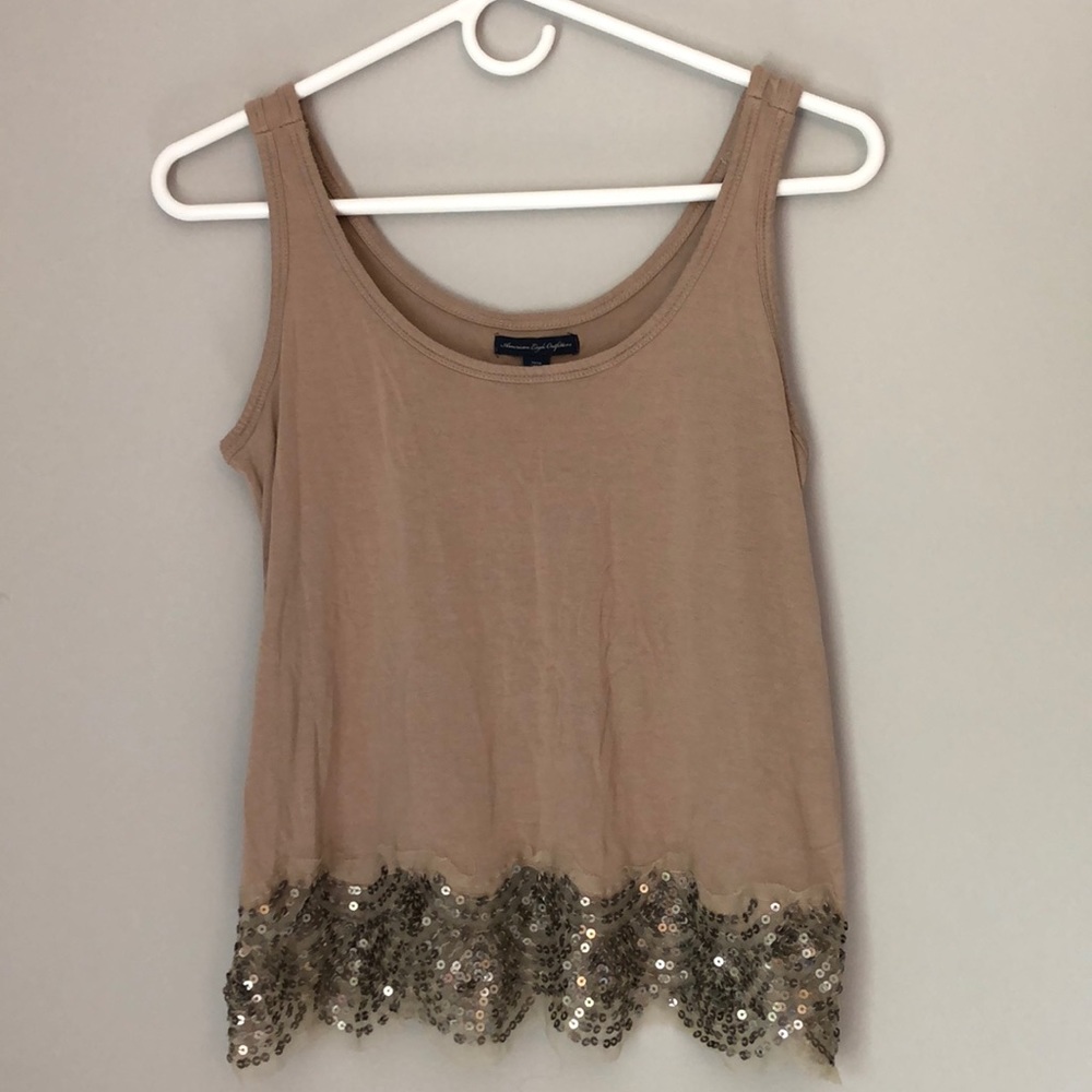 AMERICAN EAGLE Tan sparkly tank
